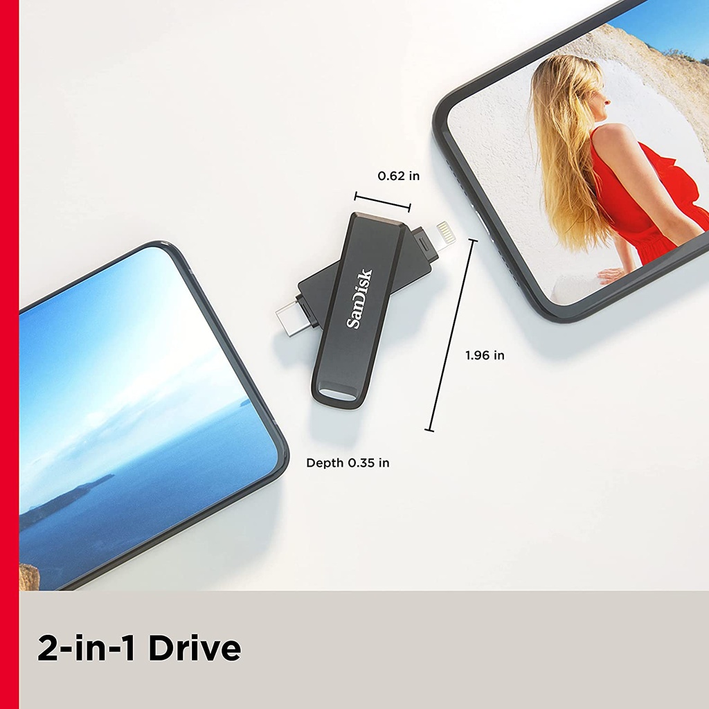 SanDisk iXpand Flash Drive Luxe 128GB USB-C + Lightning