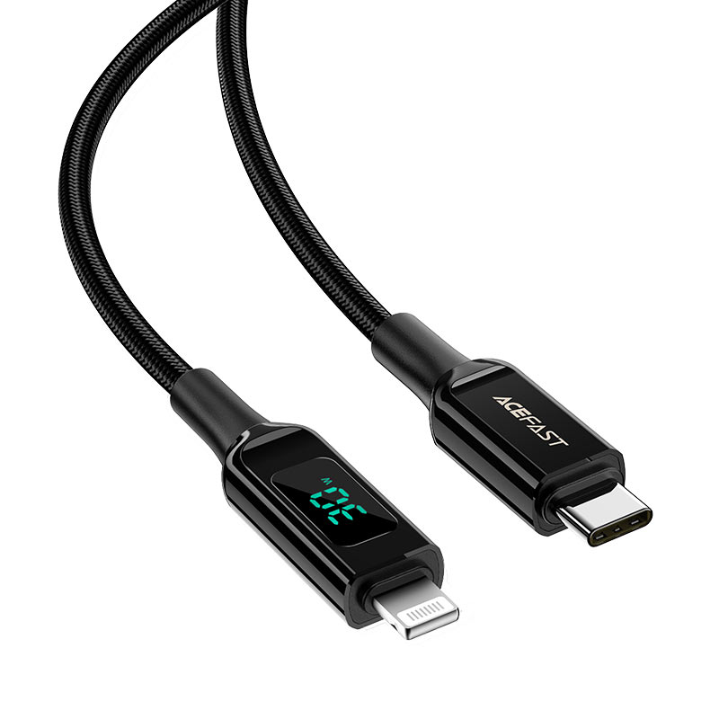 Acefast Braided with Digital Display USB-C to Lightning Cable 1.2M (Black)