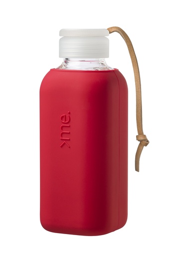 [SQME-Y1-FIRE RED] Squireme Y1 Glass Bottle with Silicone Sleeve 600ml (Fire Red)