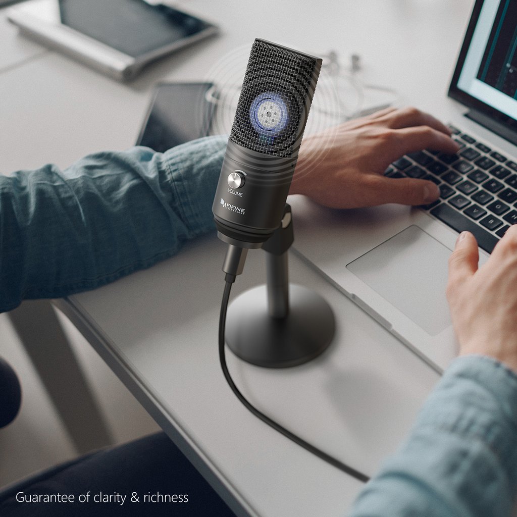 FIFINE USB Mic with a Live Monitoring Jack for Streaming, Podcasting