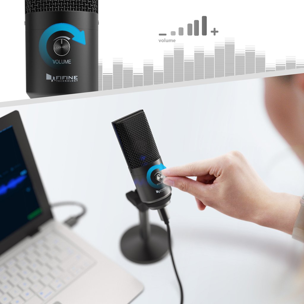 FIFINE USB Mic with a Live Monitoring Jack for Streaming, Podcasting