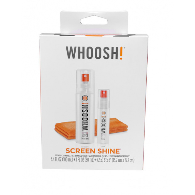 Whoosh Screen Shine Dou (100ml + 30ml bottles w/ 2 cloths)