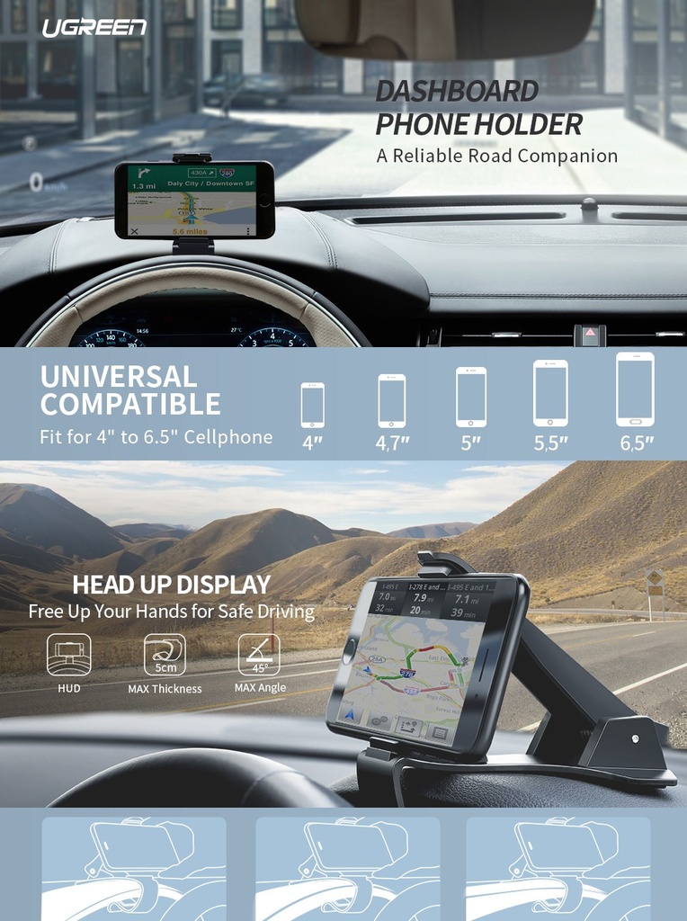 Ugreen Dashboard Phone Mount with Holder and Stand