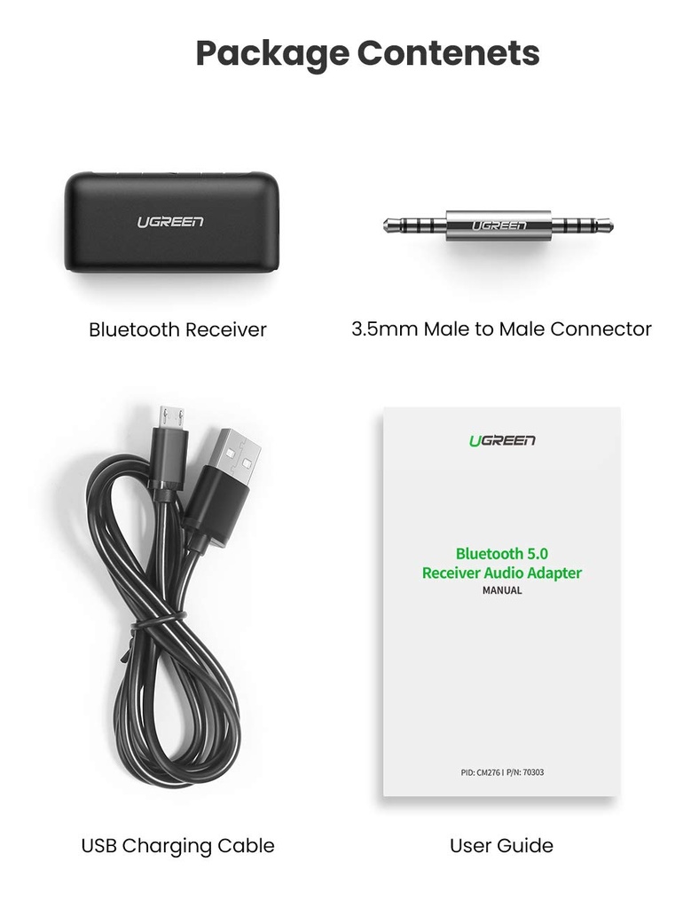 Ugreen Bluetooth Receiver 5.0 Car Adapter