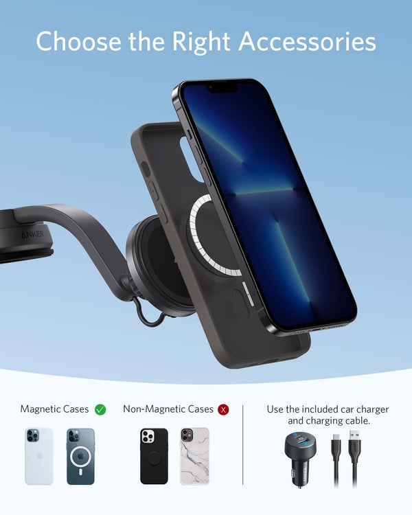 Anker PowerWave MagGo Car Charging Mount (Black)