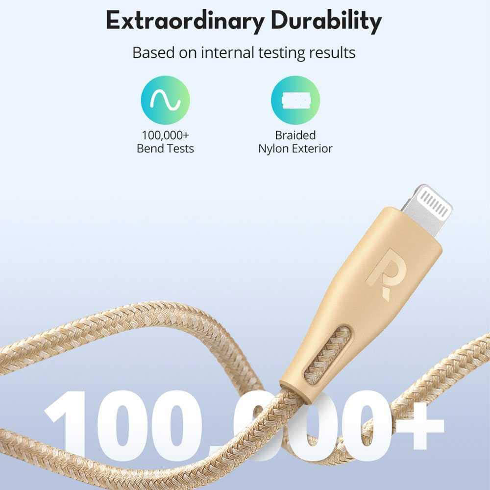 RAVPower Nylon Type-C  to Lightning Cable 0.3m (Gold)