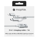 Mophie 3-in-1 Charging Cable 1M White