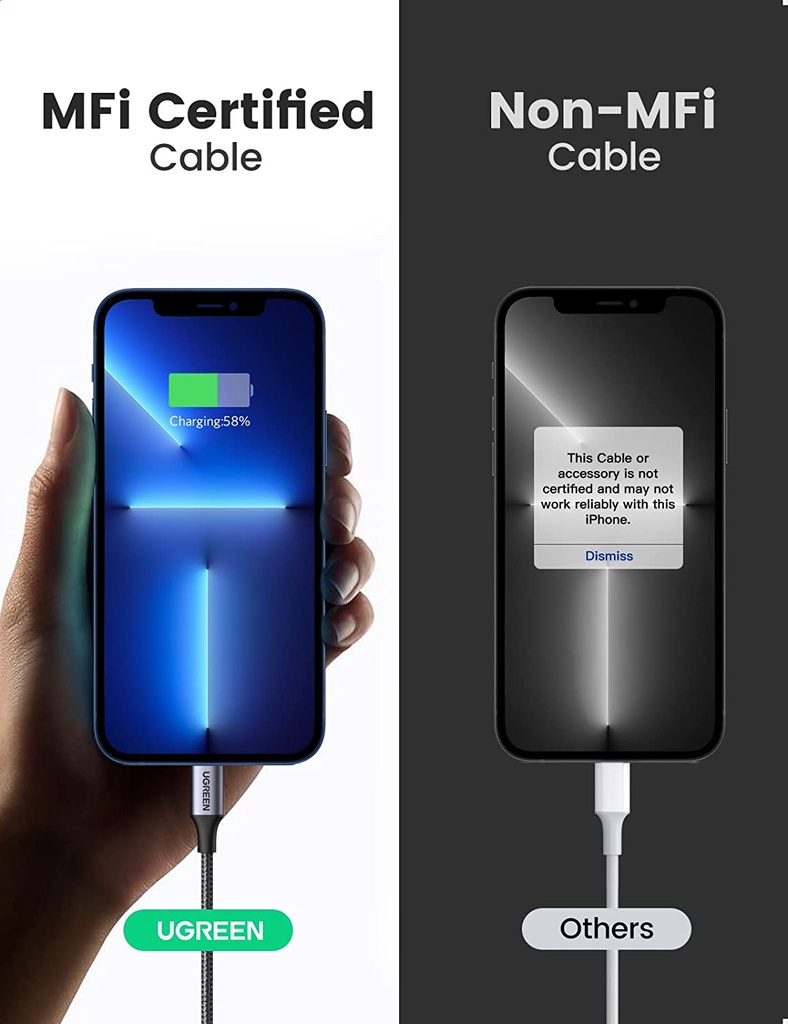 UGREEN Type C-Lightning Cable 1.5m (Black)