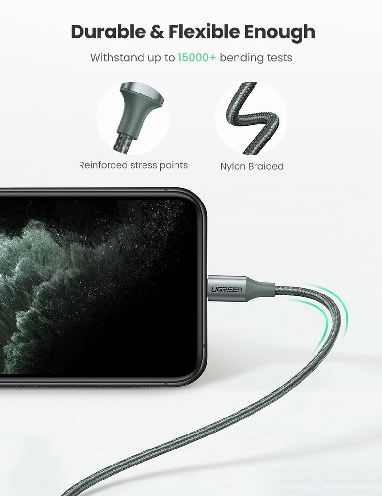 UGREEN Type C-Lightning Cable 1m (Midnight Green)