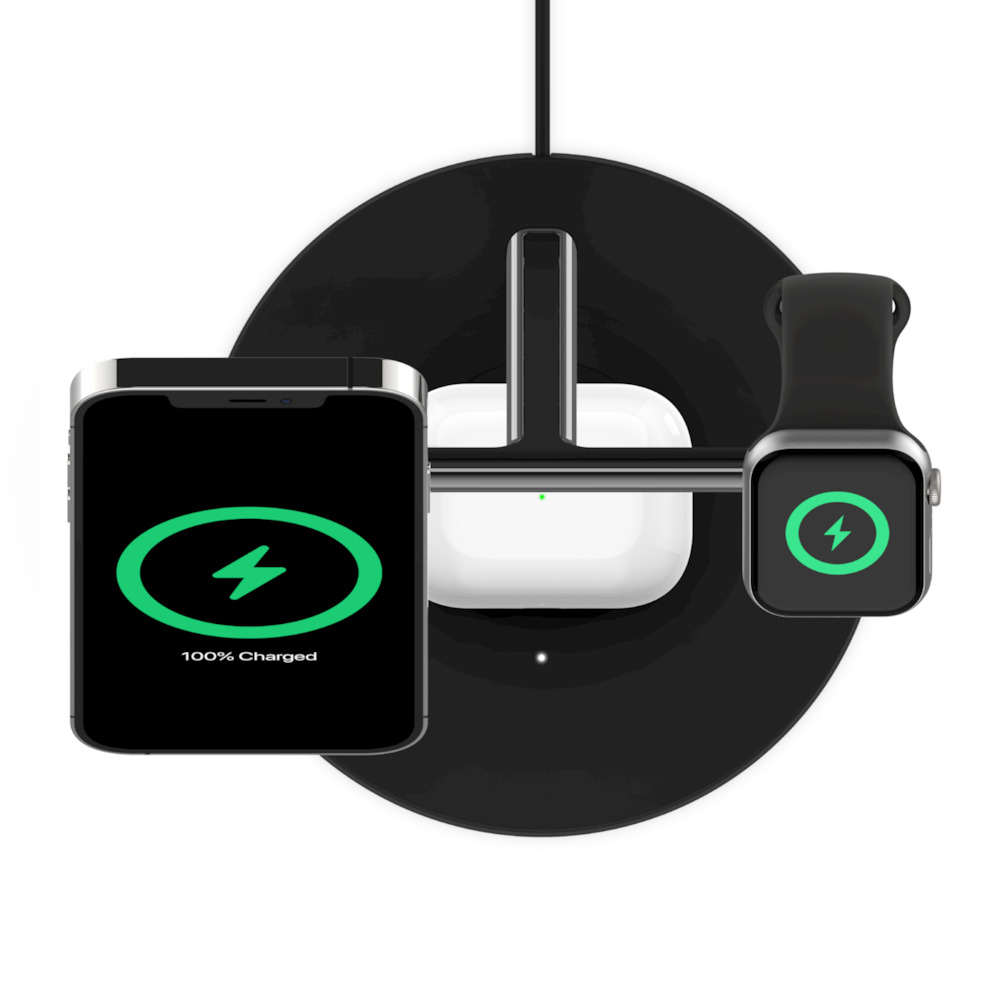 Belkin Boostcharge PRO MagSafe 3 in 1 with 15W Wireless Charger  (Black)