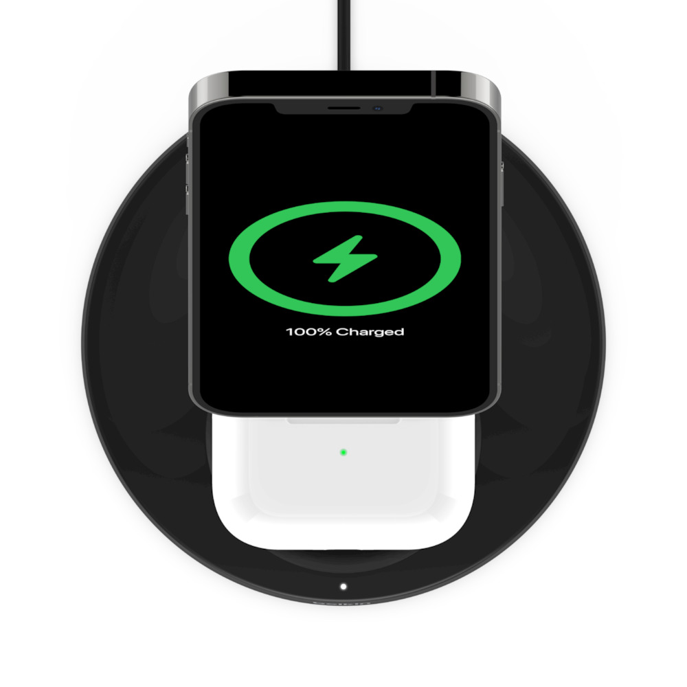 Belkin Boostcharge PRO MagSafe 2 in 1 with 15W Wireless Charger Stand (Black)