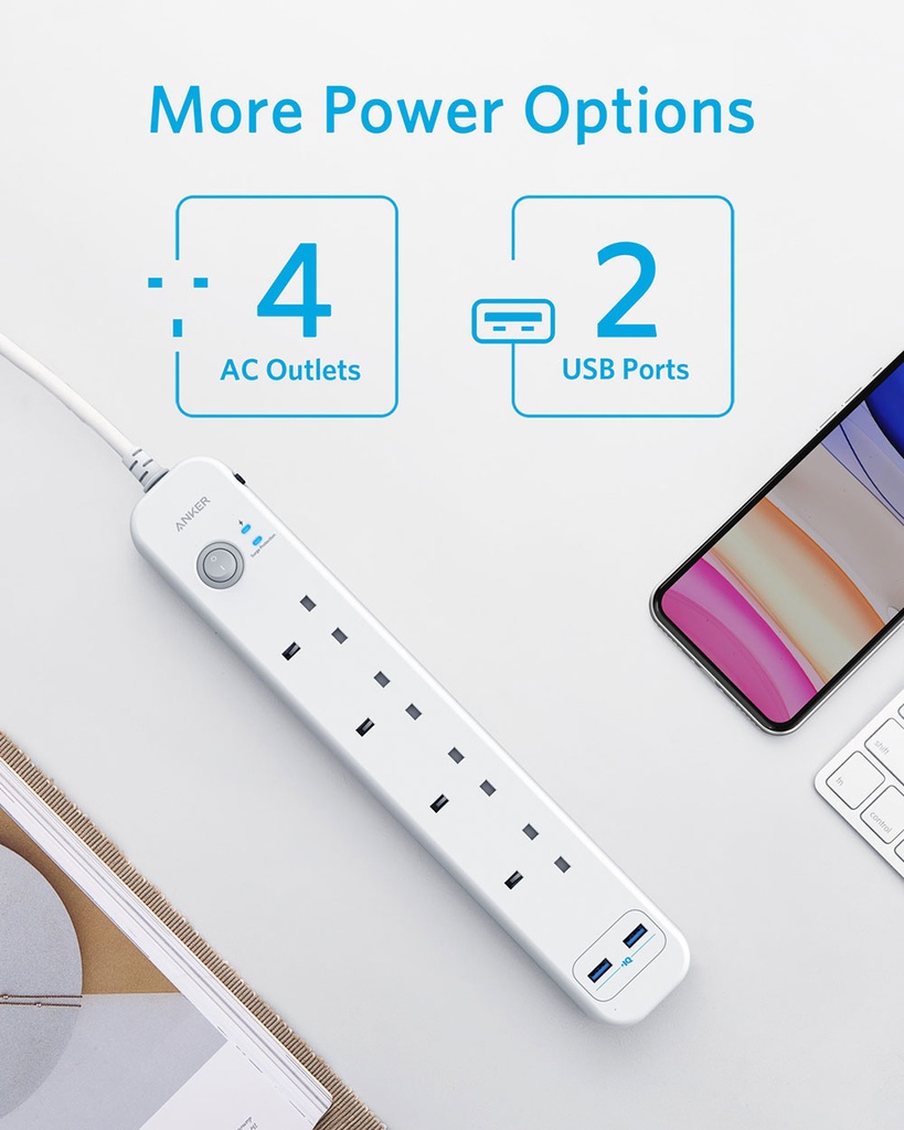 Anker PowerExtend 6-IN-1 PowerStrip (White)