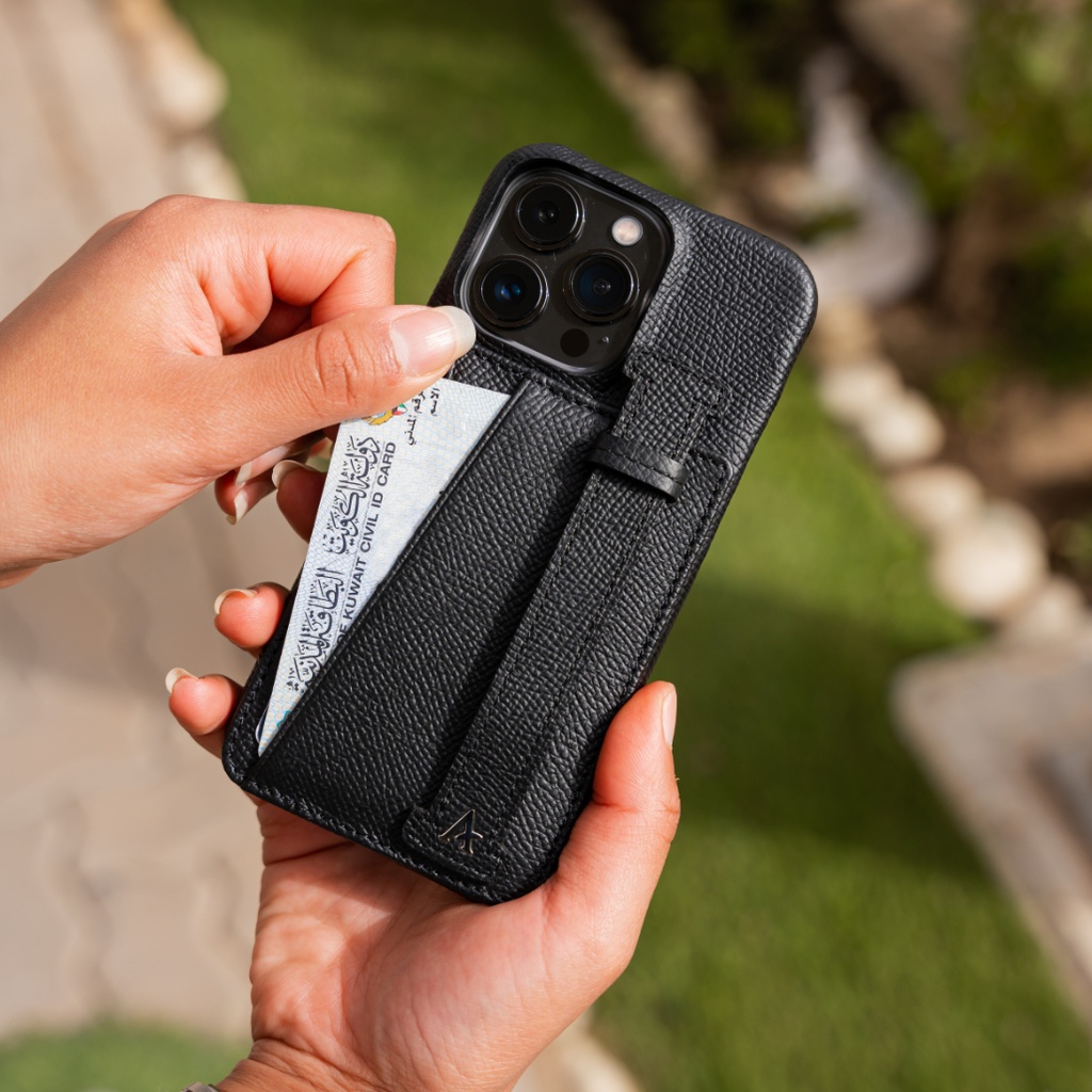 Affluent Leather Card Holder Case for iPhone 12 Pro (Epsom Black)
