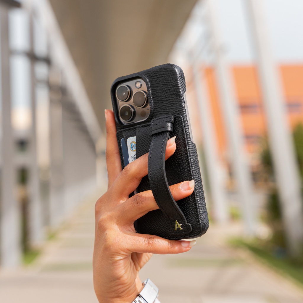 Affluent Leather Card Holder Case for iPhone 13 Pro Max (Epsom Black)