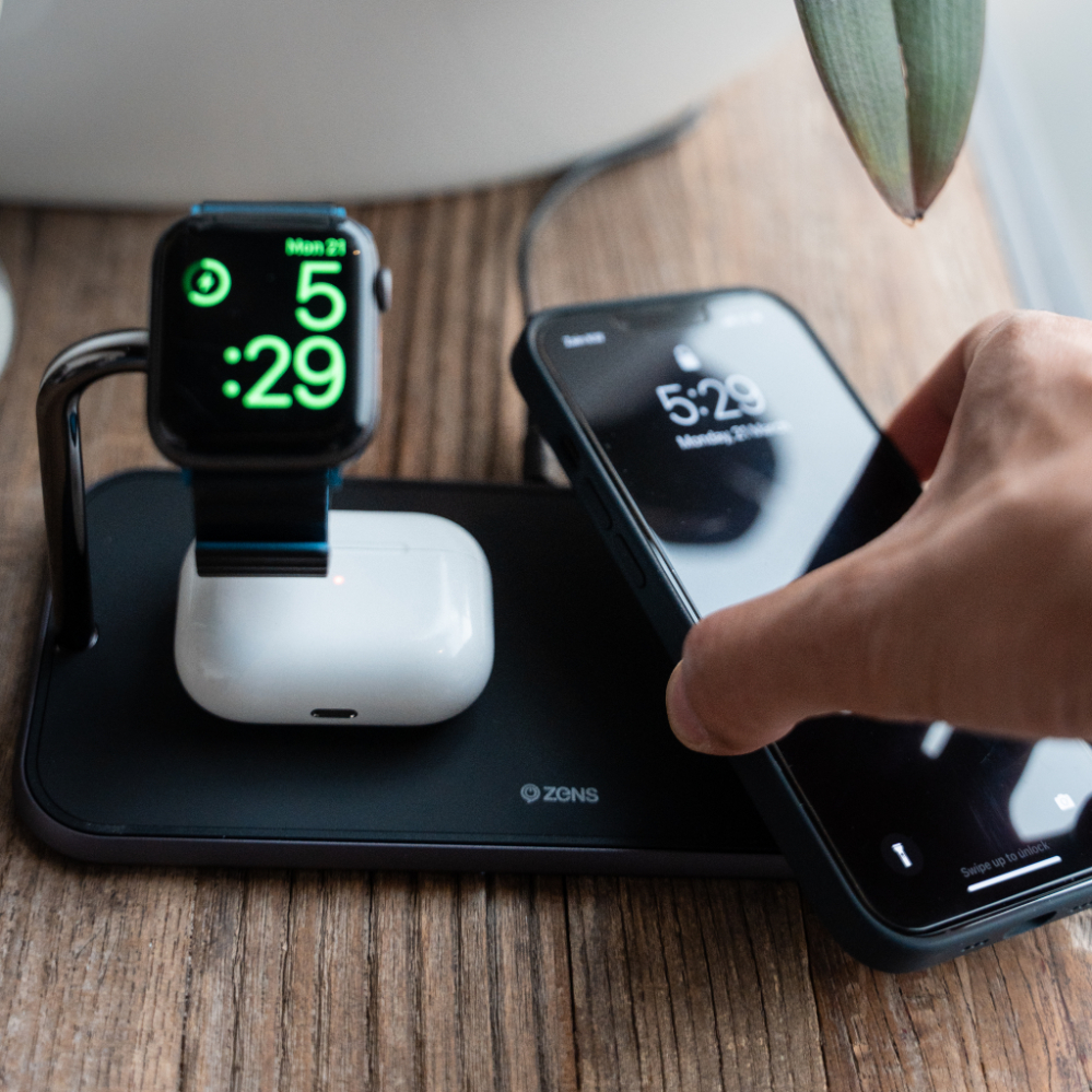 Zens Aluminum Dual Charger & Watch 10W