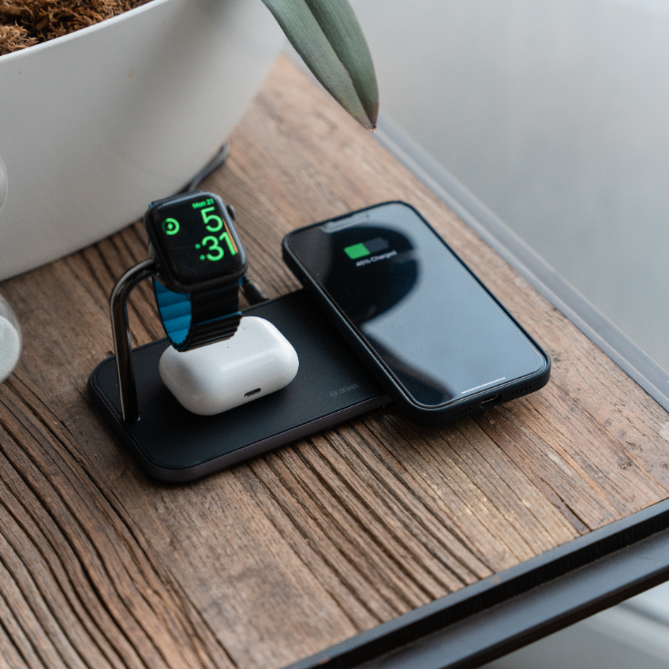 Zens Aluminum Dual Charger & Watch 10W