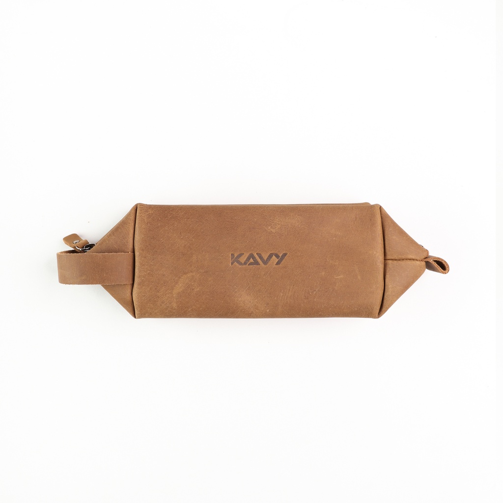 Kavy Leather Pouch Bag (Brown)