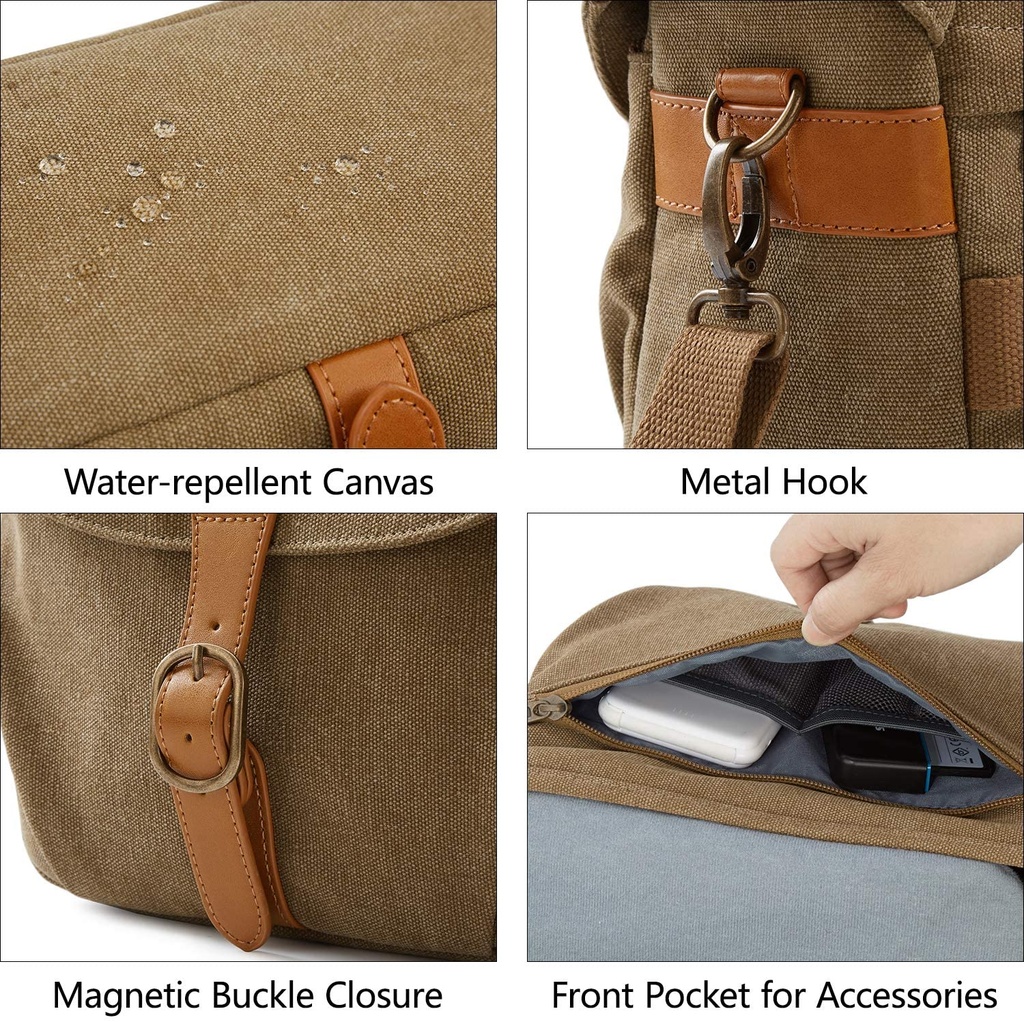 Bagsmart Canvas Shoulder Messenger Bag (Brown)