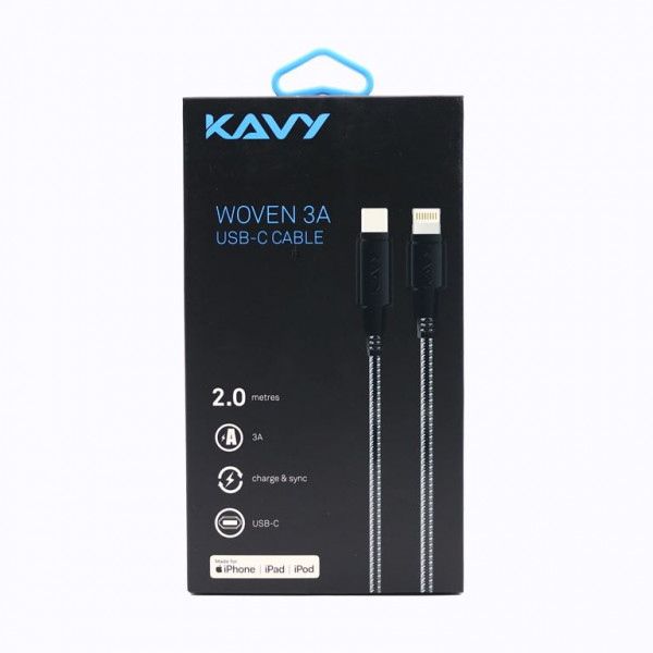 Kavy Woven 3A Lightning to Type-C Cable 2m