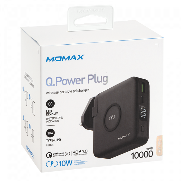 Momax Q. Power Plug Portable Charger PD 10000mAh (Black)