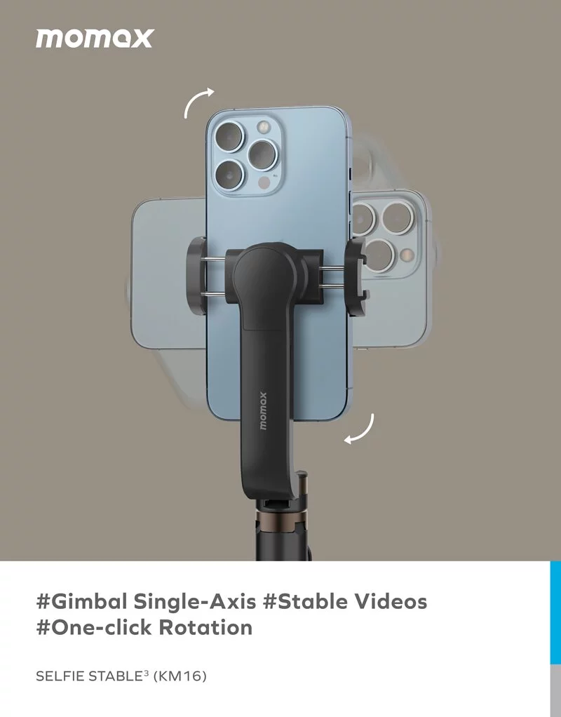 MOMAX Selfie Stable 3 Smartphone Gimbal with Tripod (Black)