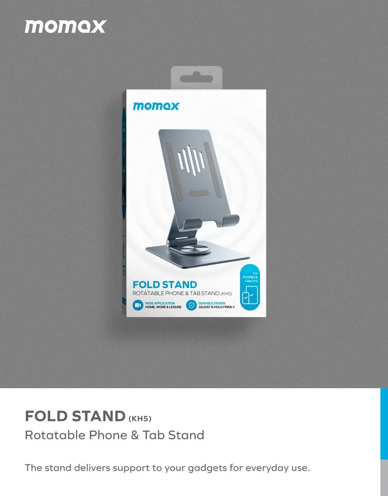 Momax Fold and Rotatable  Phone &Tablet Stand (Grey)