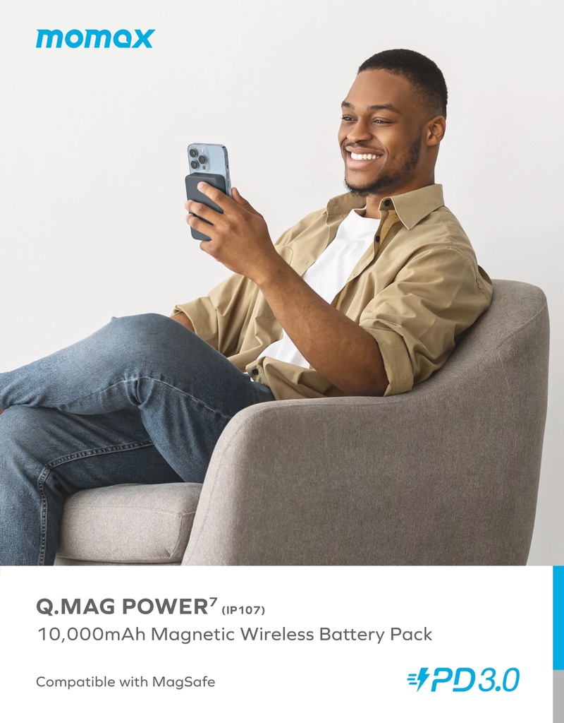 Momax Q.Mag Power7 Magnetic Wireless Battery Pack 10000mAh (Space Gray)