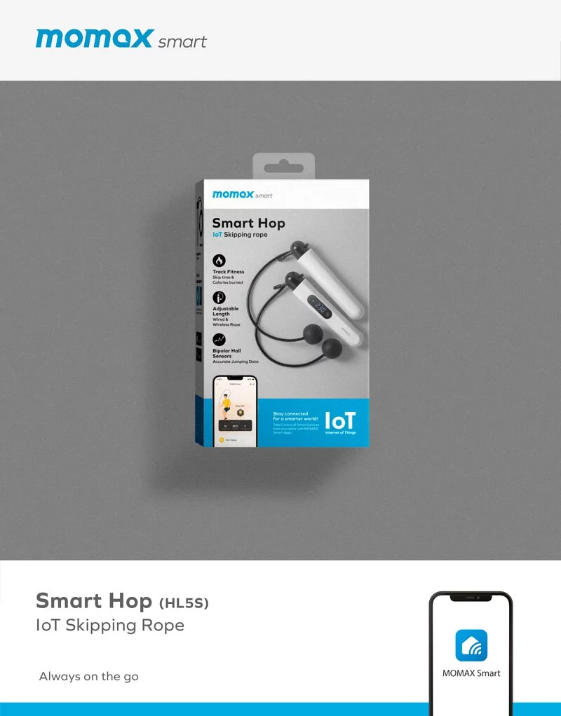 Momax Smart Hop IoT Skipping Rope (White)