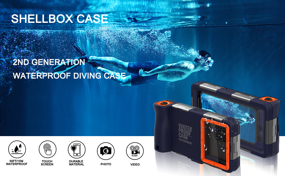 Shellbox Diving Waterproof Phone Case 2nd Gen (Blue)