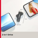 SanDisk iXpand Flash Drive Luxe 256GB USB-C + Lightning