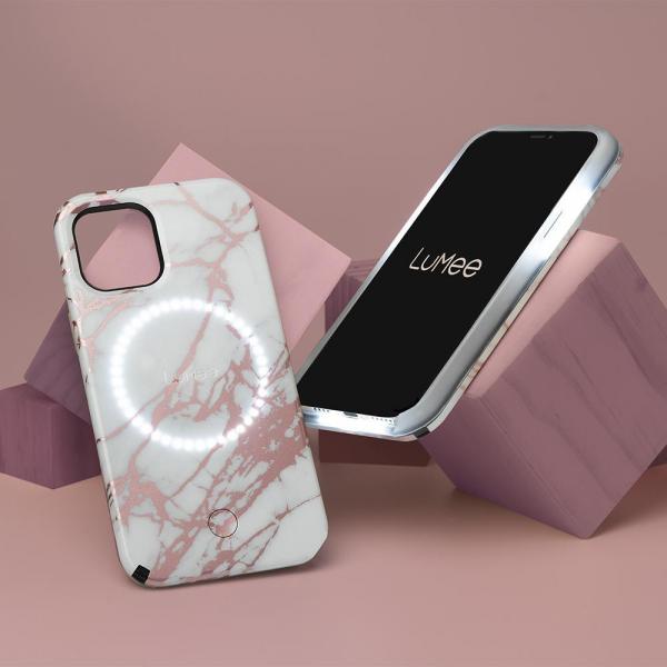 LuMee Halo Case iPhone 12/12 Pro (Rose Metallic White Marble)