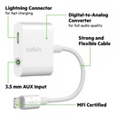 Belkin 3.5 mm Audio + Charge RockStar Adapter for iPhone 7/8 and X