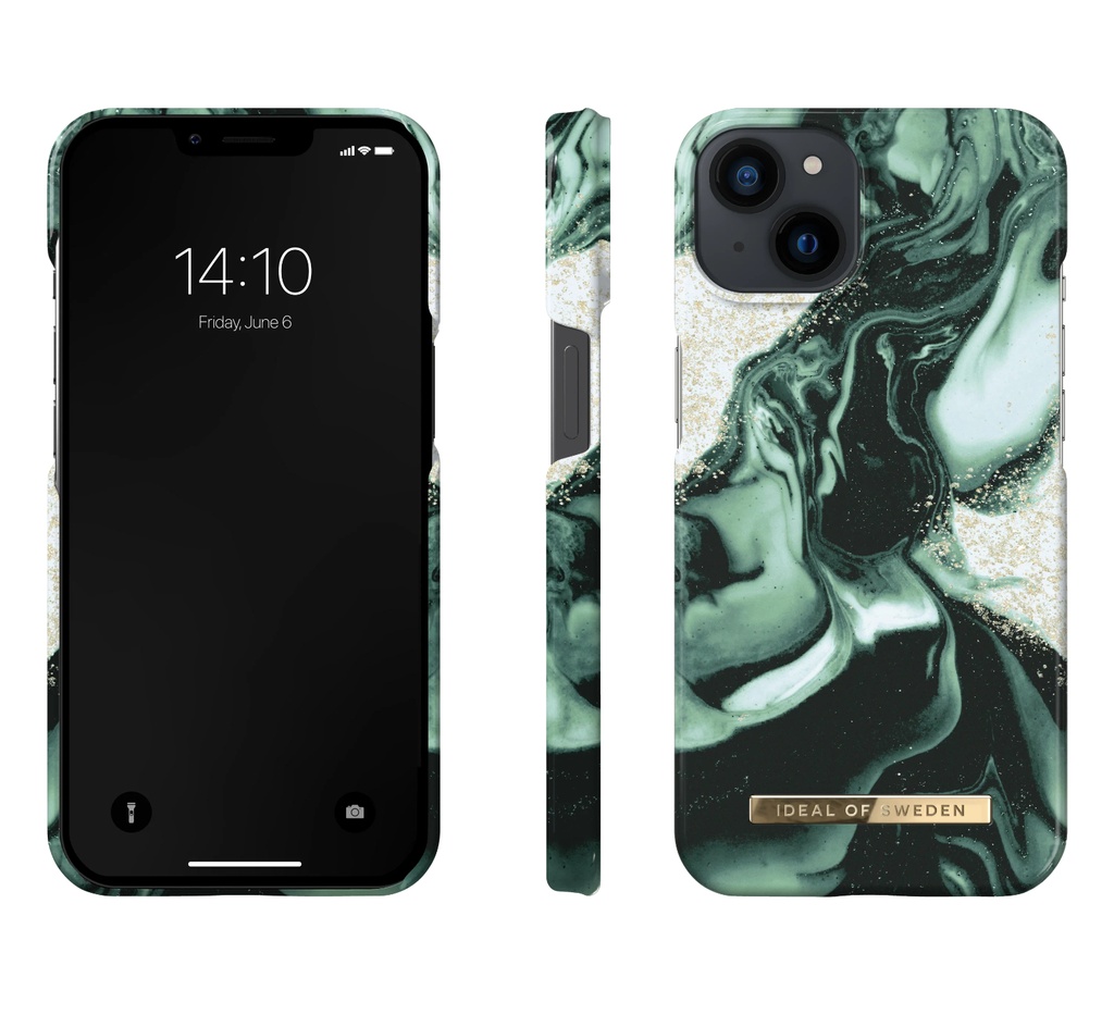 Ideal of Sweden Fashion Case iPhone 14 (Golden Olive Marble)