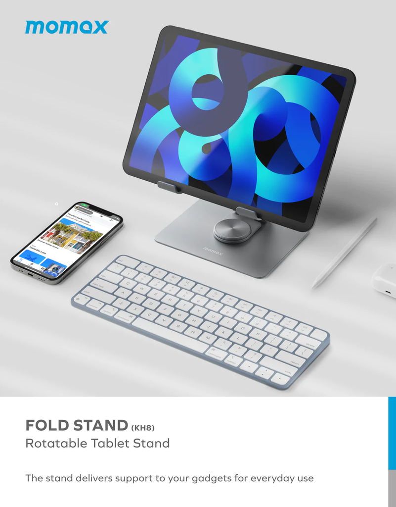 Momax Fold Stand portable Tablet &amp; Laptop Stand (White)