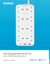 Momax ONEPLUG PD20W 2A1C 8outlet strip (White)