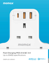 Momax ONEPLUG PD20W 2A1C 3 outlet T strip (White)