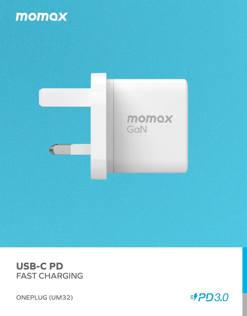 Momax One Plug 35W 2-Port GaN Mini Charger (White)
