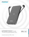 Momax Q.Power TOUCH 2 Wireless Charging Power Bank 10000mAh (Light Grey)