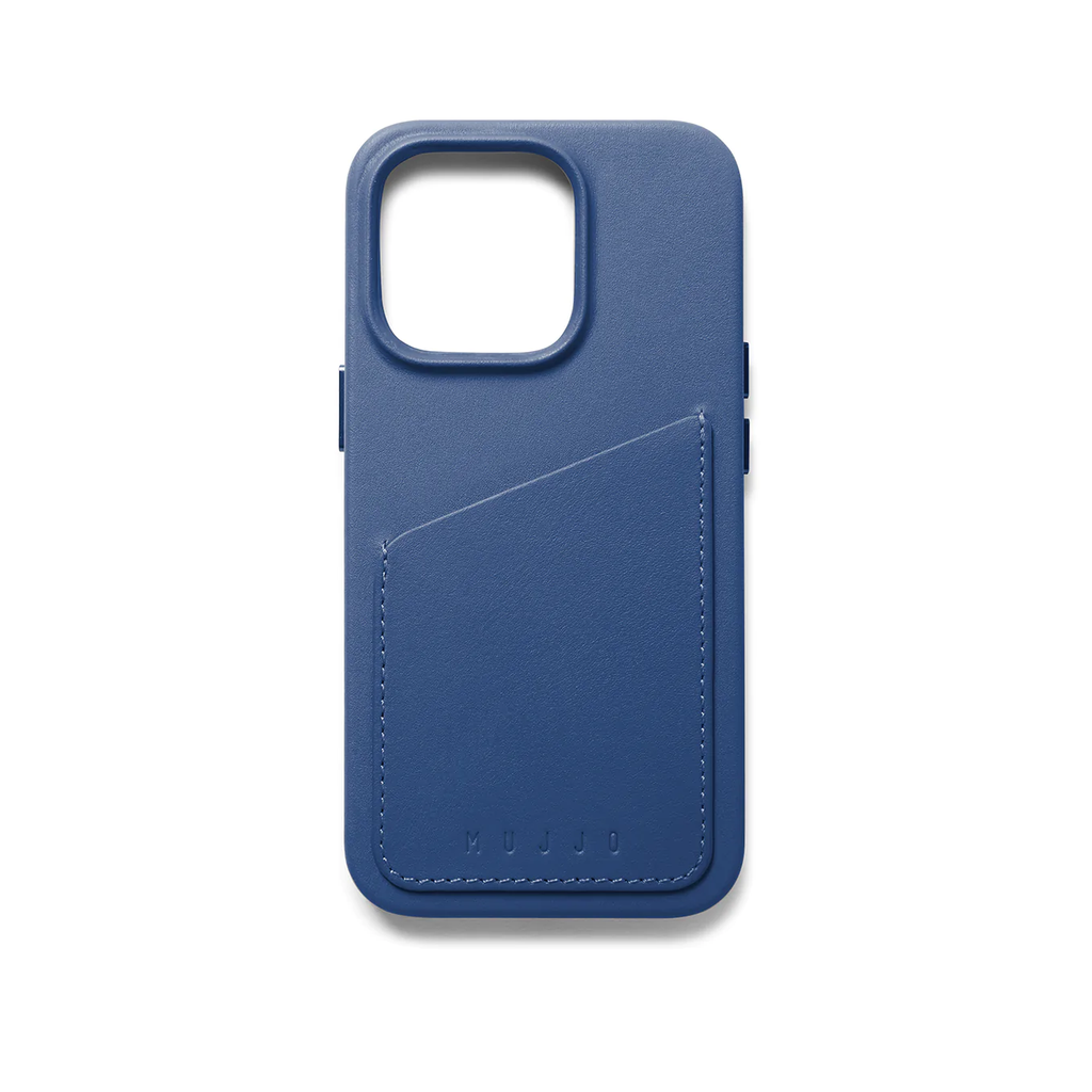 Mujjo Full Leather Wallet Case for iPhone 14 Pro (Monaco Blue)