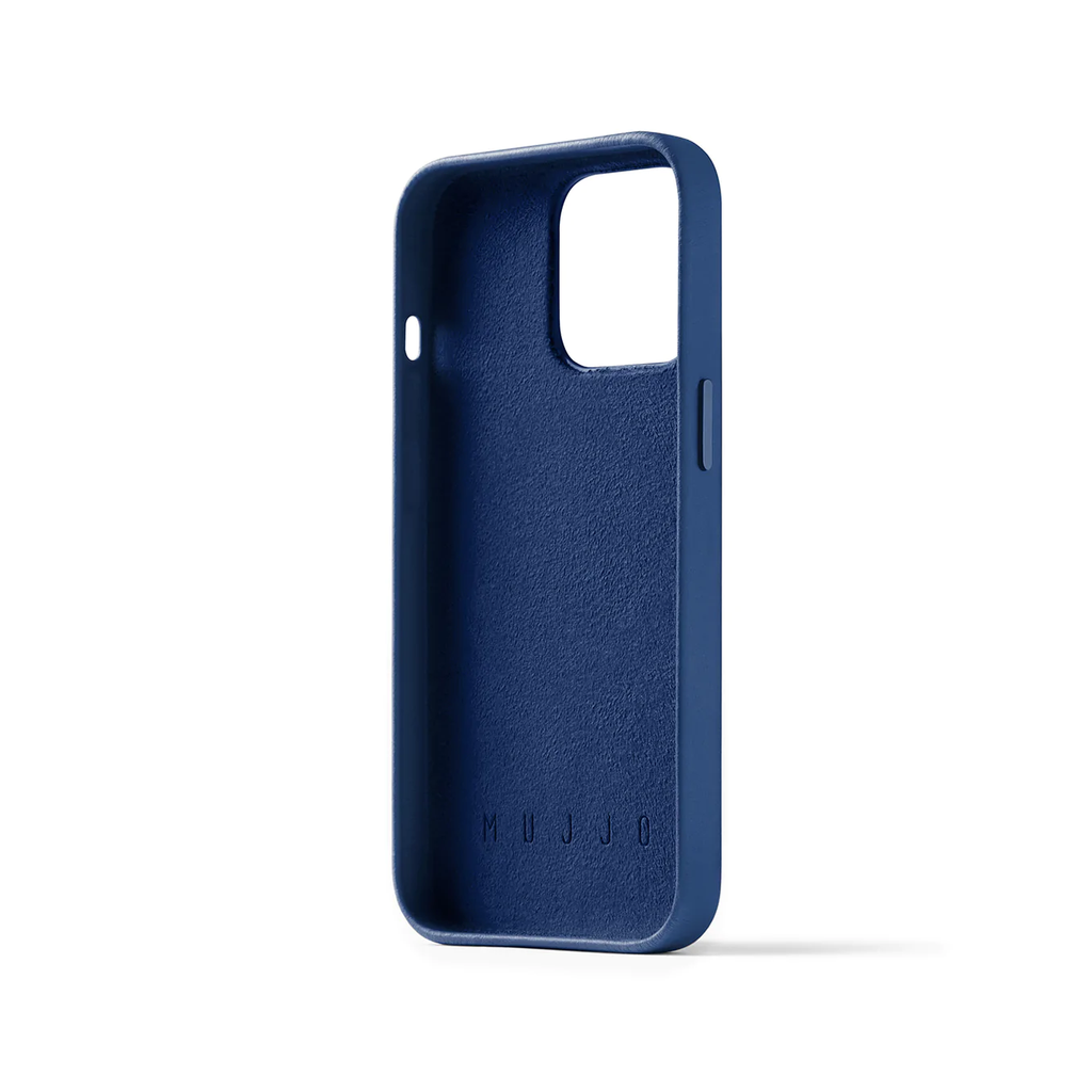 Mujjo Full Leather Wallet Case for iPhone 14 Pro (Monaco Blue)