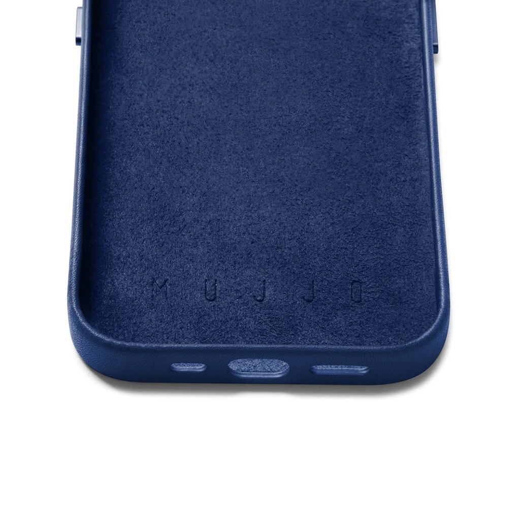 Mujjo Full Leather Wallet Case for iPhone 14 Pro (Monaco Blue)