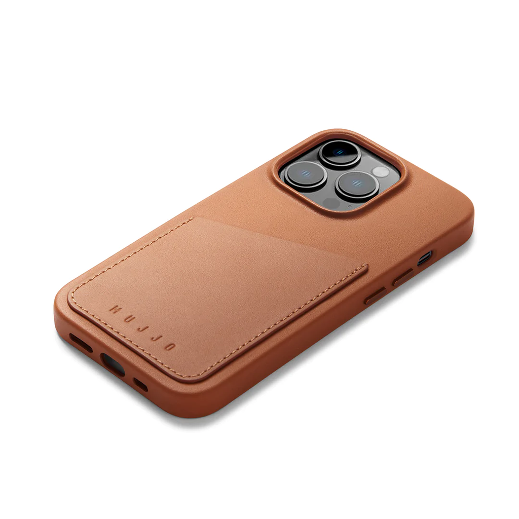 Mujjo Full Leather Wallet Case for iPhone 14 Pro (Tan)