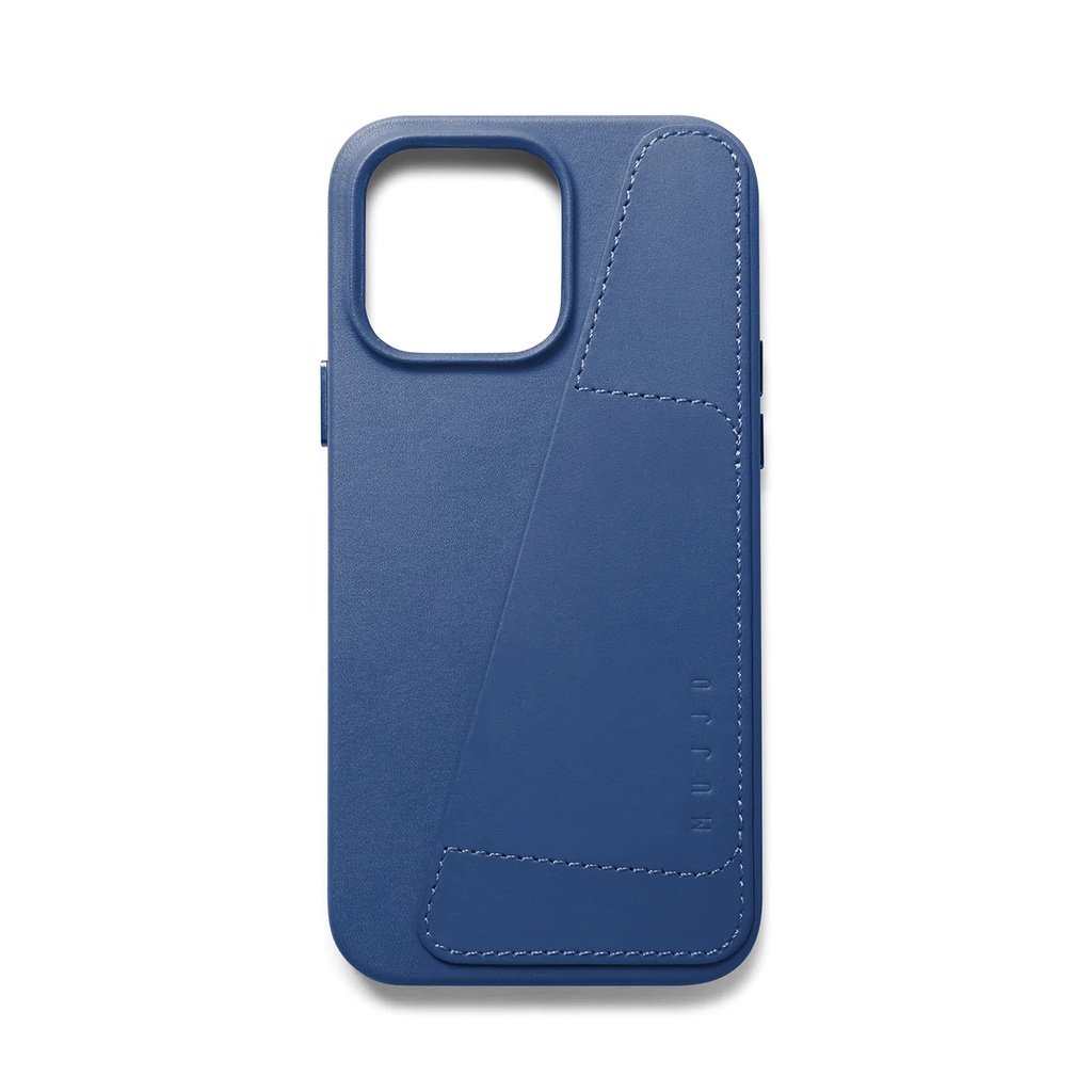 Mujjo Full Leather Wallet Case for iPhone 14 Pro Max (Monaco Blue)