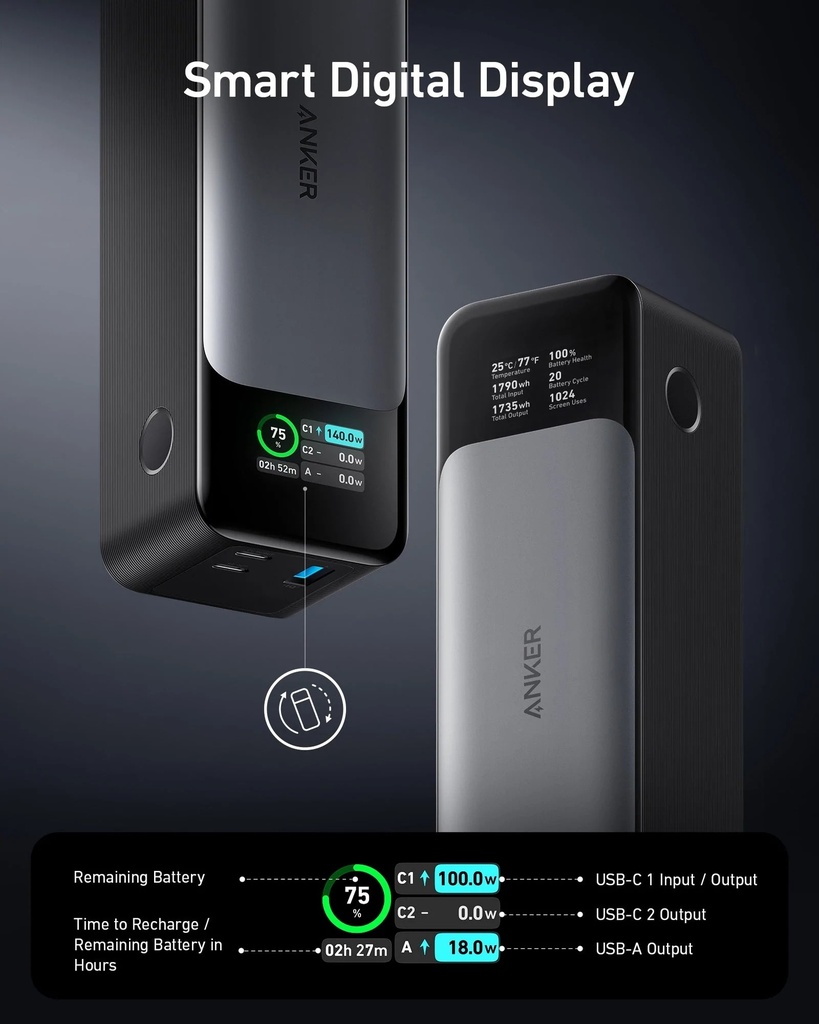 Anker 737 Power Bank 24000 PD 140W (Black)