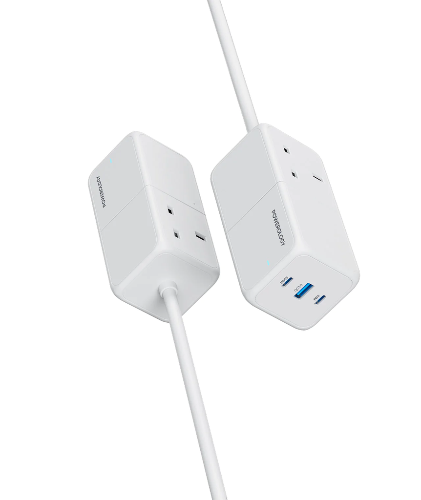 Powerology Power Strip with Dual Power Sockets 65W (White)