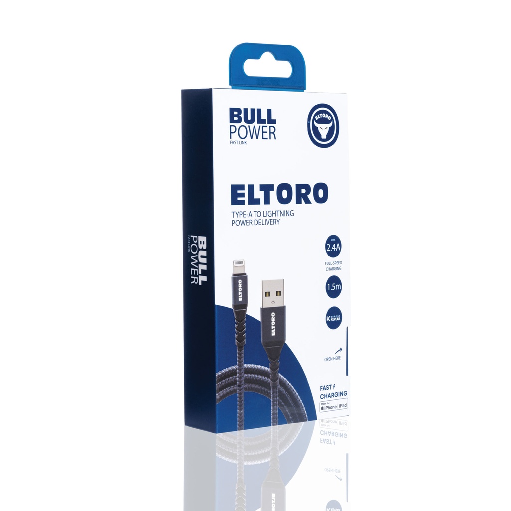 Eltoro Kevlar Black Nylon Cable USB-A TO Lightning 1.5m (Deep Blue)