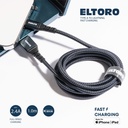 Eltoro Kevlar Black Nylon Cable USB-A TO Lightning 1.5m (Deep Blue)