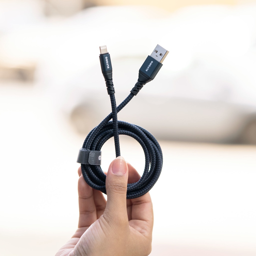 Eltoro Kevlar Black Nylon Cable USB-A TO Lightning 1.5m (Deep Blue)