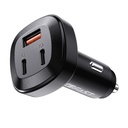 Acefast Metal Car Charger 66W 3 Port 2xUSB-C+USB-A (Black)