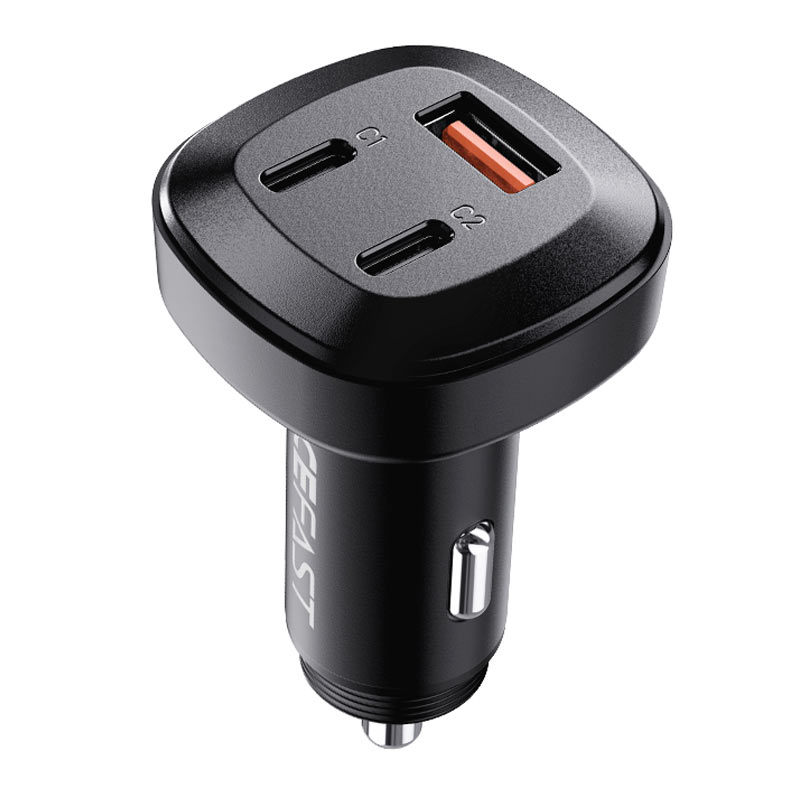 Acefast Metal Car Charger 66W 3 Port 2xUSB-C+USB-A (Black)